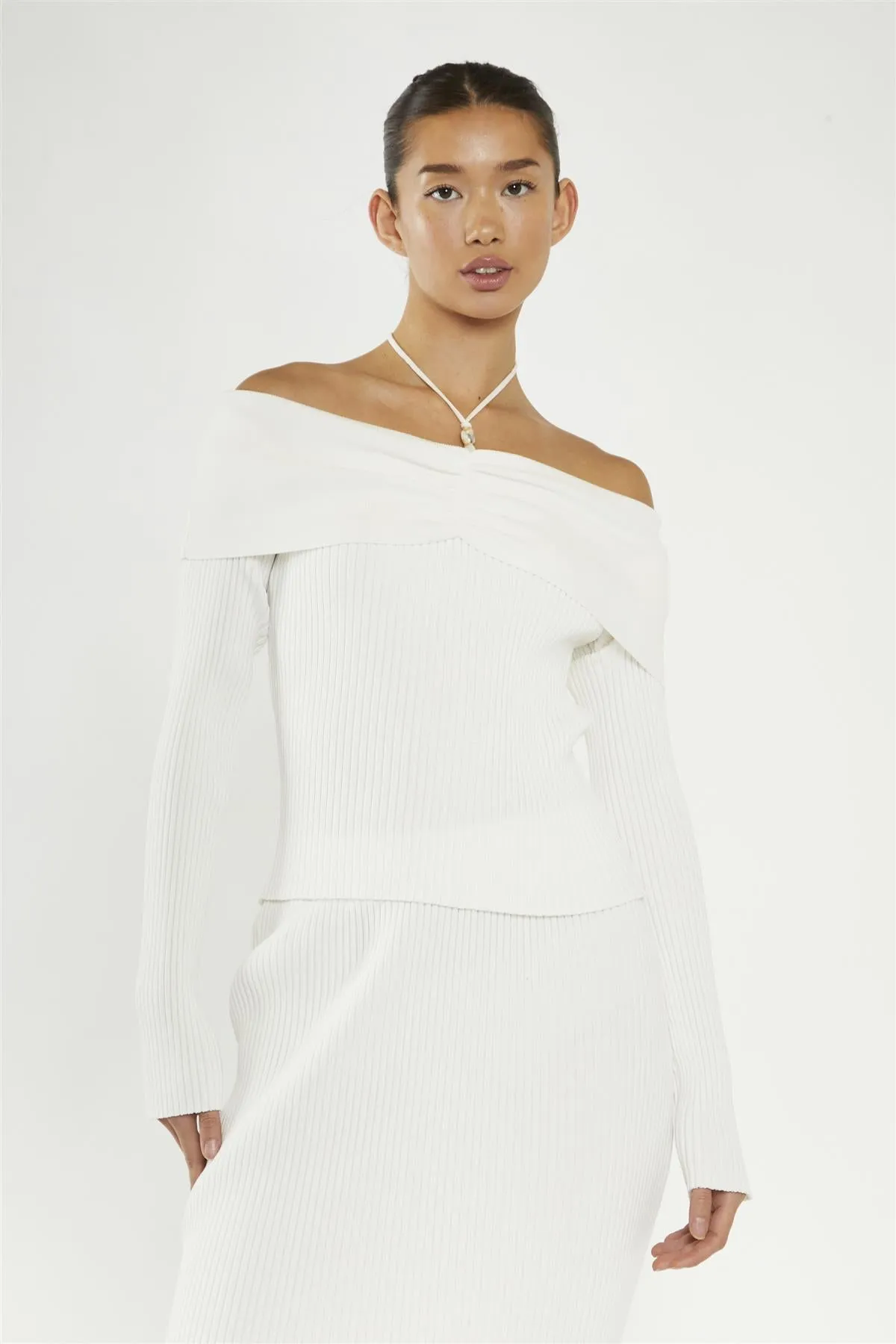 Off-White Beaded Strap Bardot-Top sold by Glamorous product image thumbnail 3