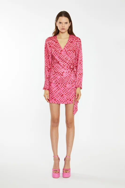 Pink Multi-Square Low-Waist Micro Mini-Skirt made by Glamorous