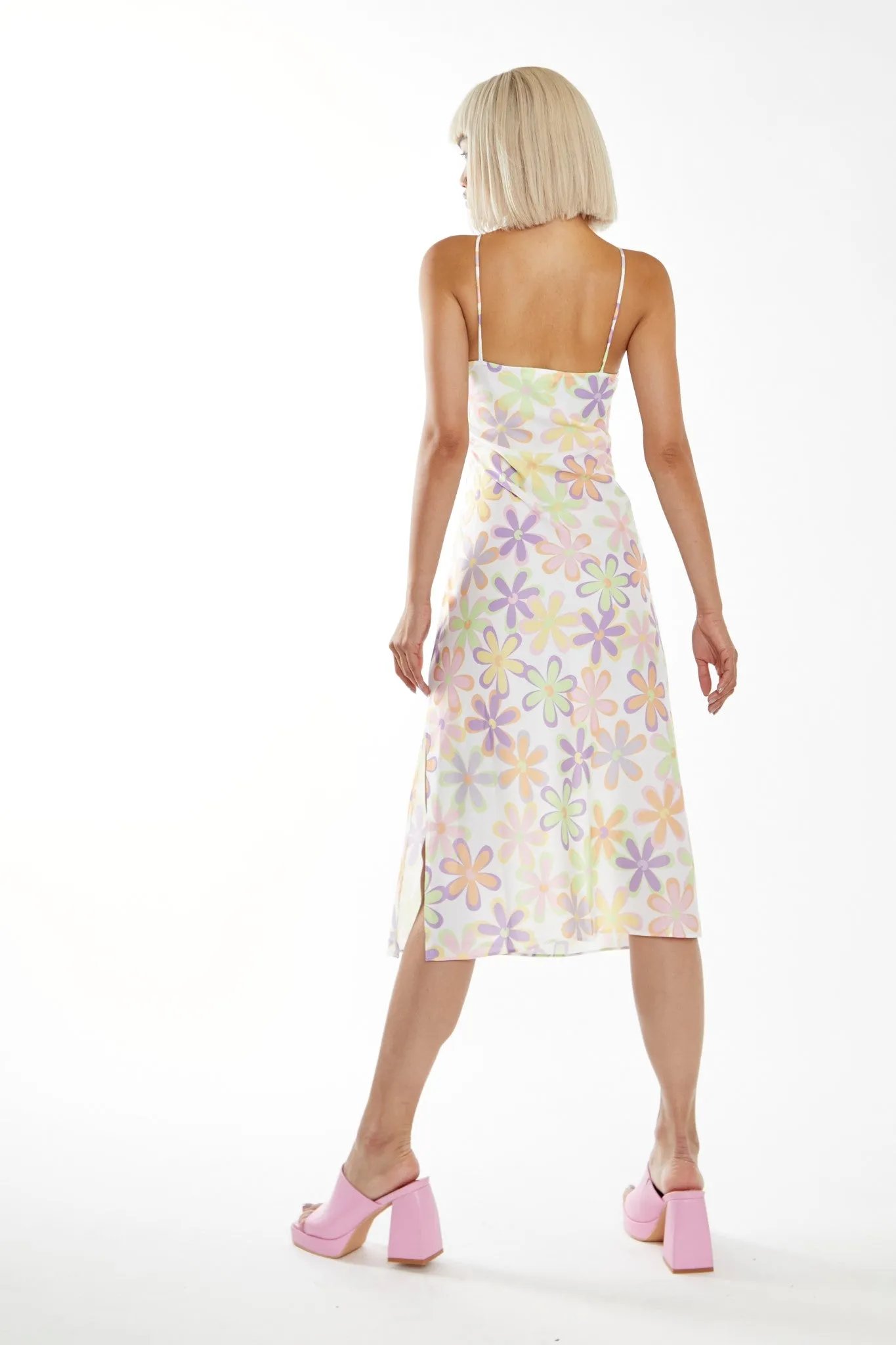 Pastel 60s Floral Side-Split Cami Style Midi-dress sold by Glamorous product image thumbnail 2
