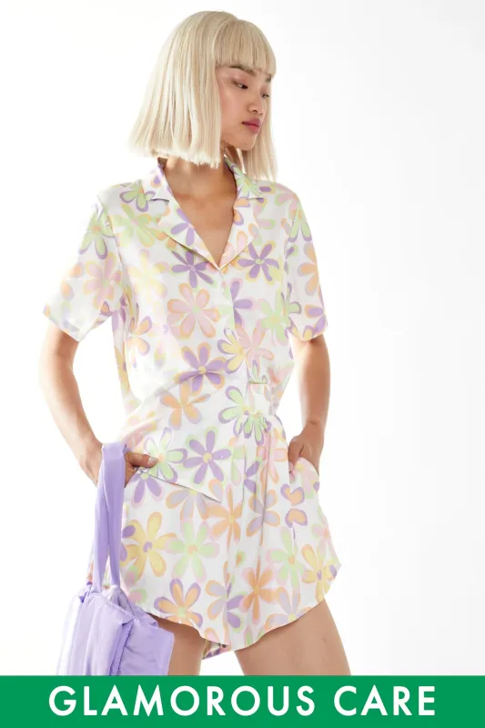 Pastel 60s Floral Shorts sold by Glamorous