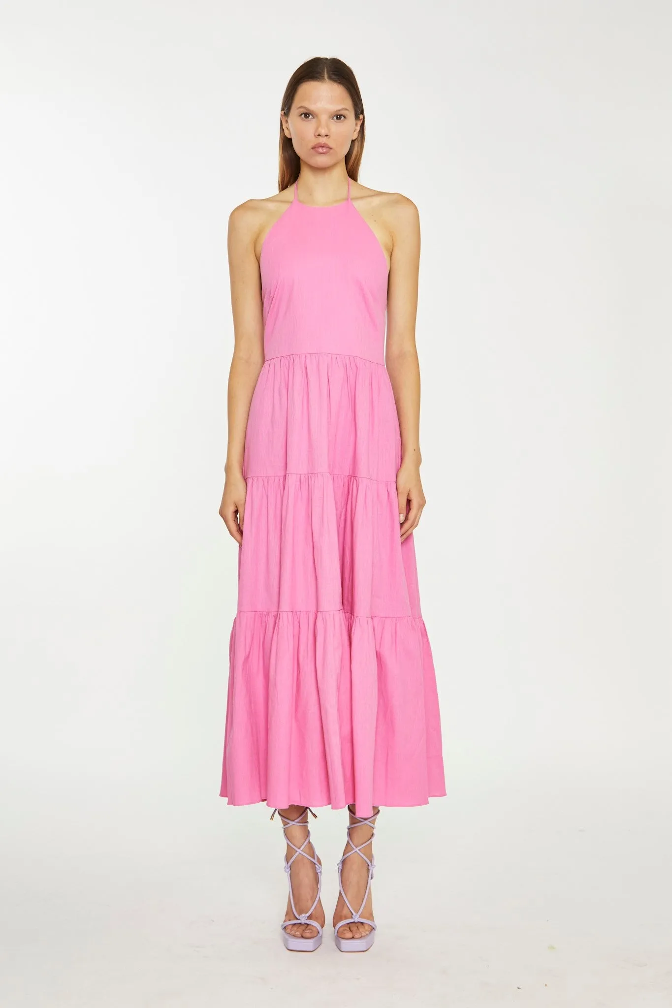 Azelea Halter-Neck Tiered Midi Dress sold by Glamorous