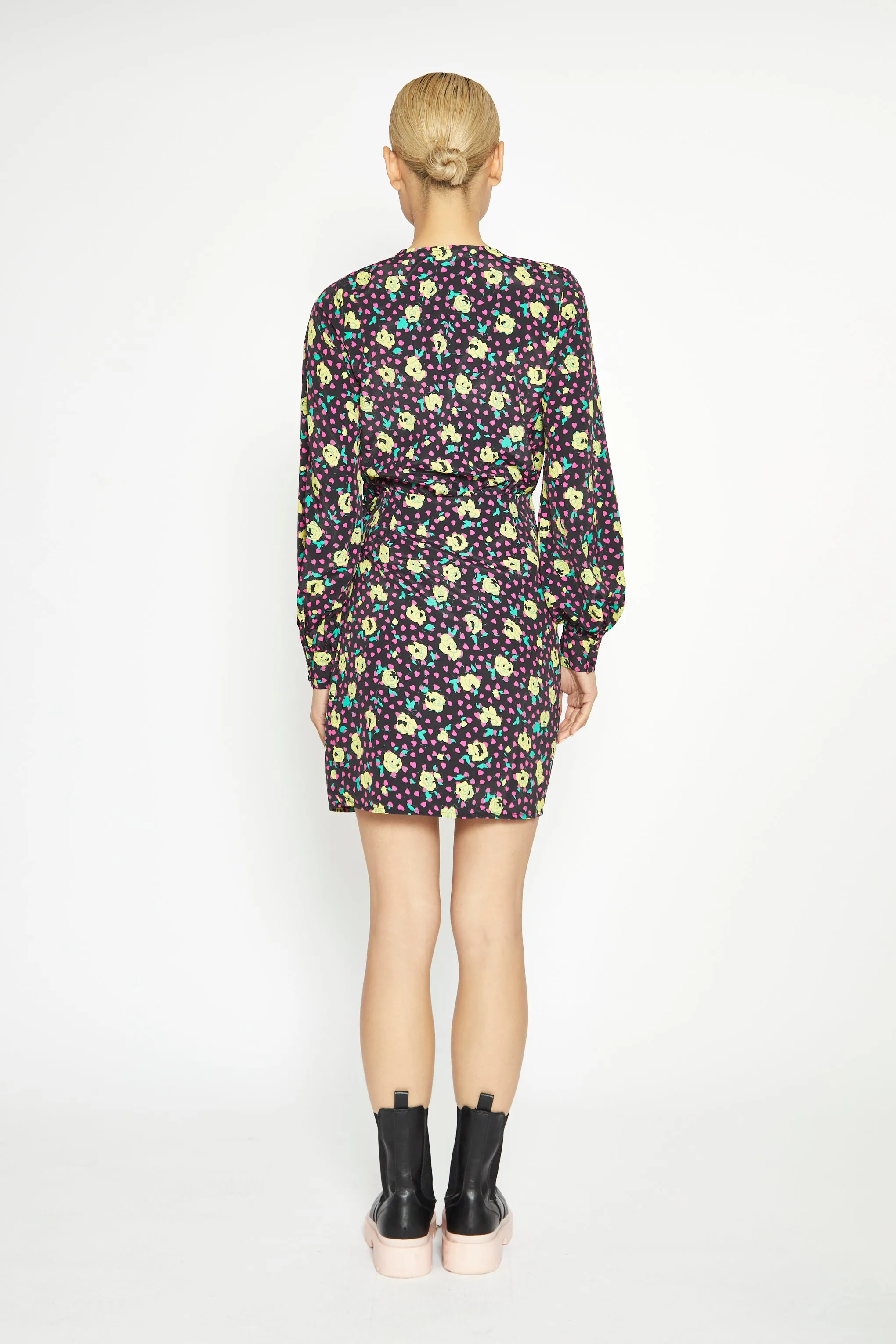 Glamorous Black Multi Rose Mini Wrap Dress sold by Glamorous product image thumbnail 4