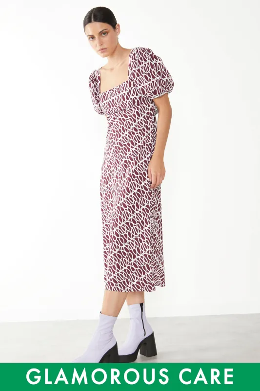 Glamorous Short Puff Sleeve Maxi Dress with Tie Back Detail made by Glamorous