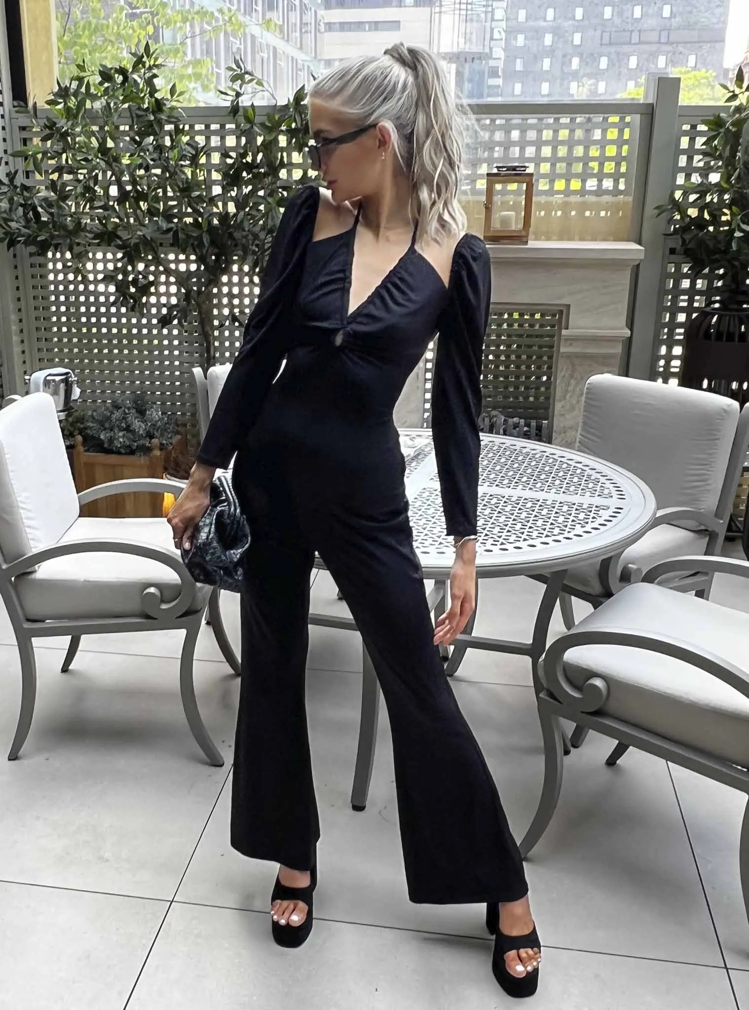 Glamorous Black Flared Bodycon Jumpsuit sold by Glamorous product image thumbnail 3