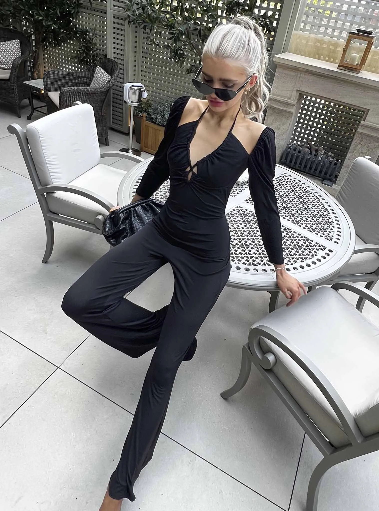 Glamorous Black Flared Bodycon Jumpsuit sold by Glamorous