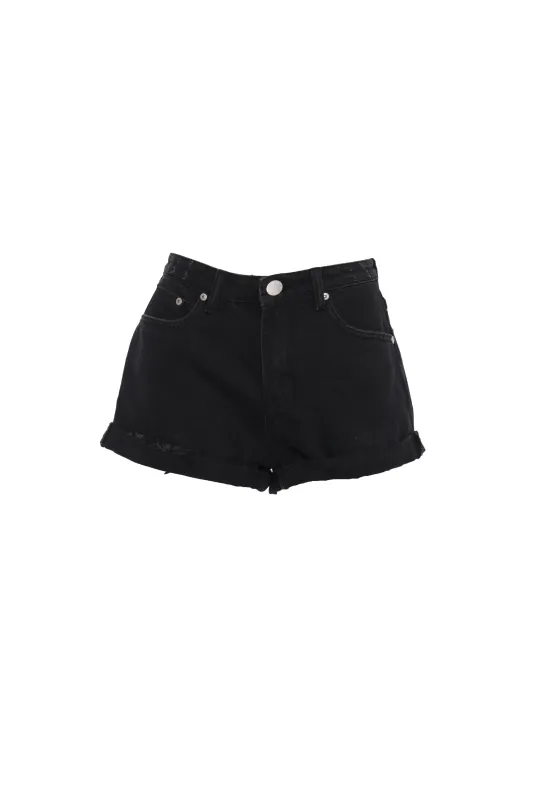 Black Denim High-Waist-Shorts sold by Glamorous