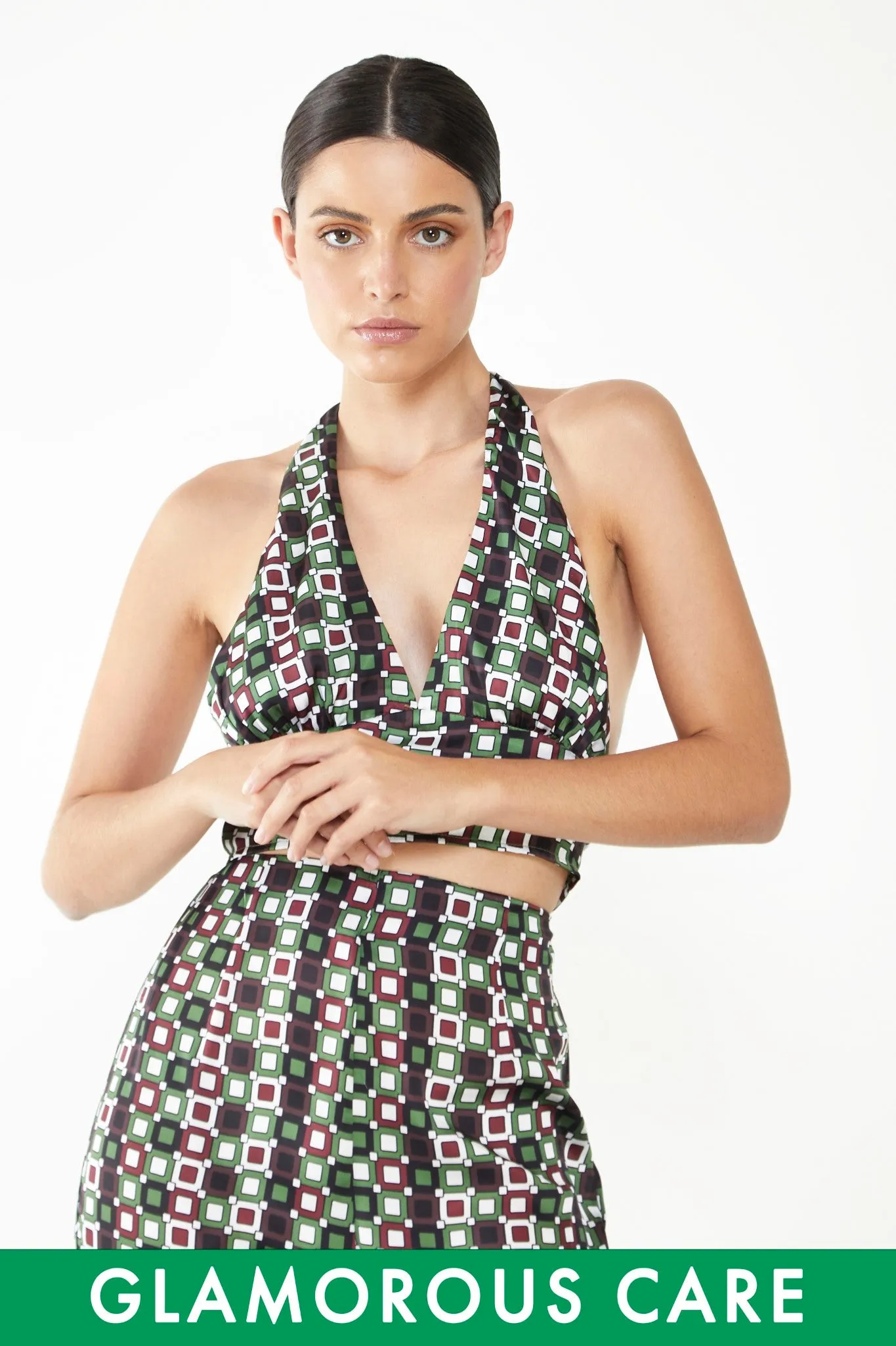Glamorous Care Geometric Print Halter Neck Top sold by Glamorous