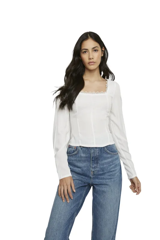 Glamorous Off White Square Neck Long Sleeve Blouse sold by Glamorous