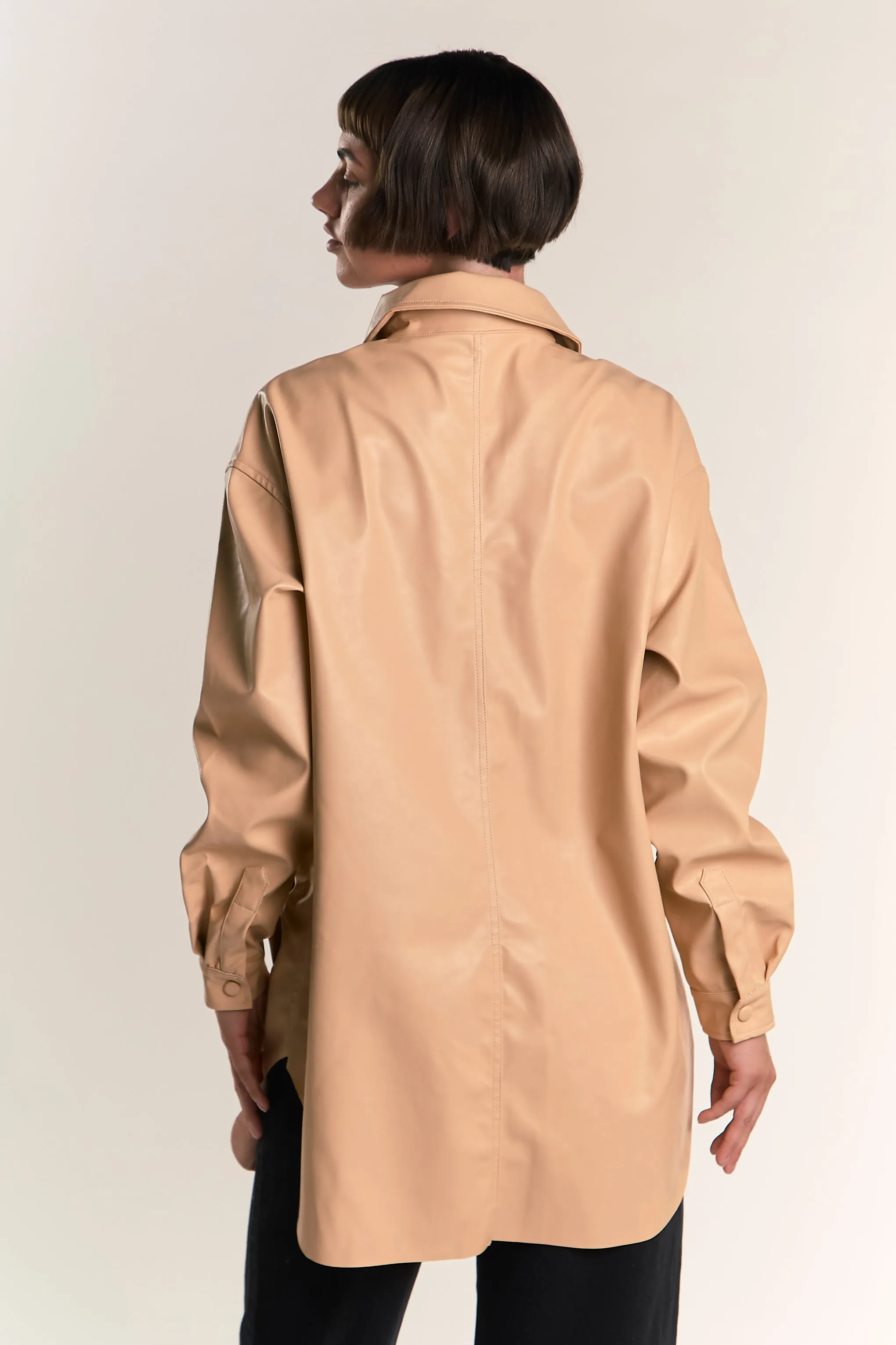 Glamorous Honey PU Button Front Shirt sold by Glamorous product image thumbnail 2