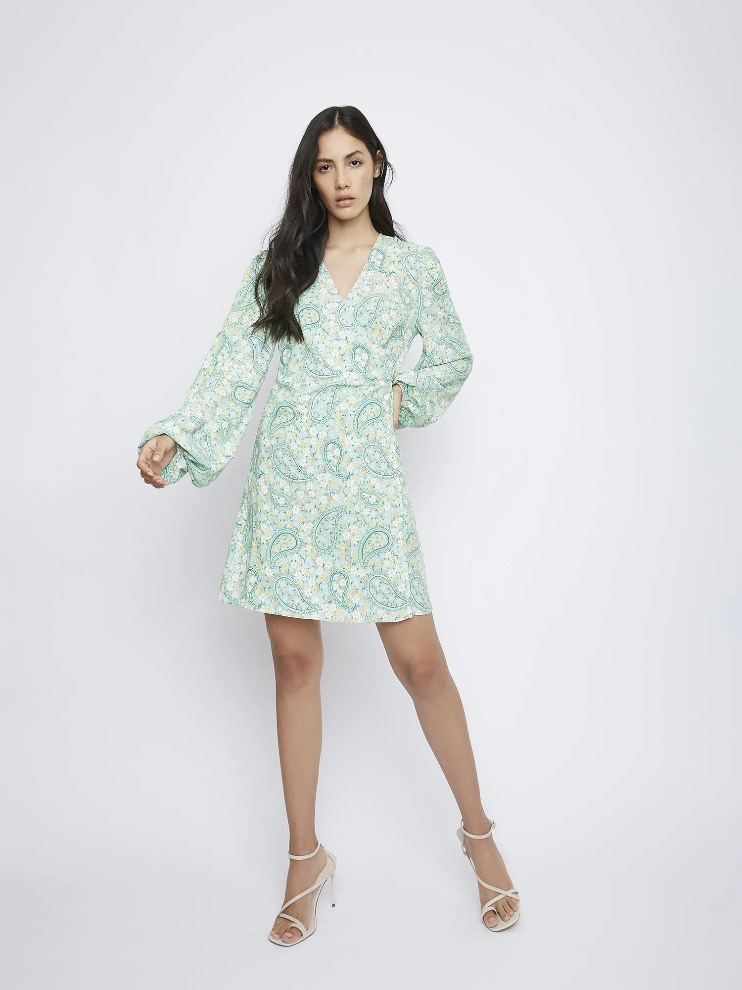 Green Paisley Wrap Dress sold by Glamorous