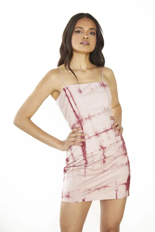 Pink-Tie-Dye Mini-Dress sold by Glamorous