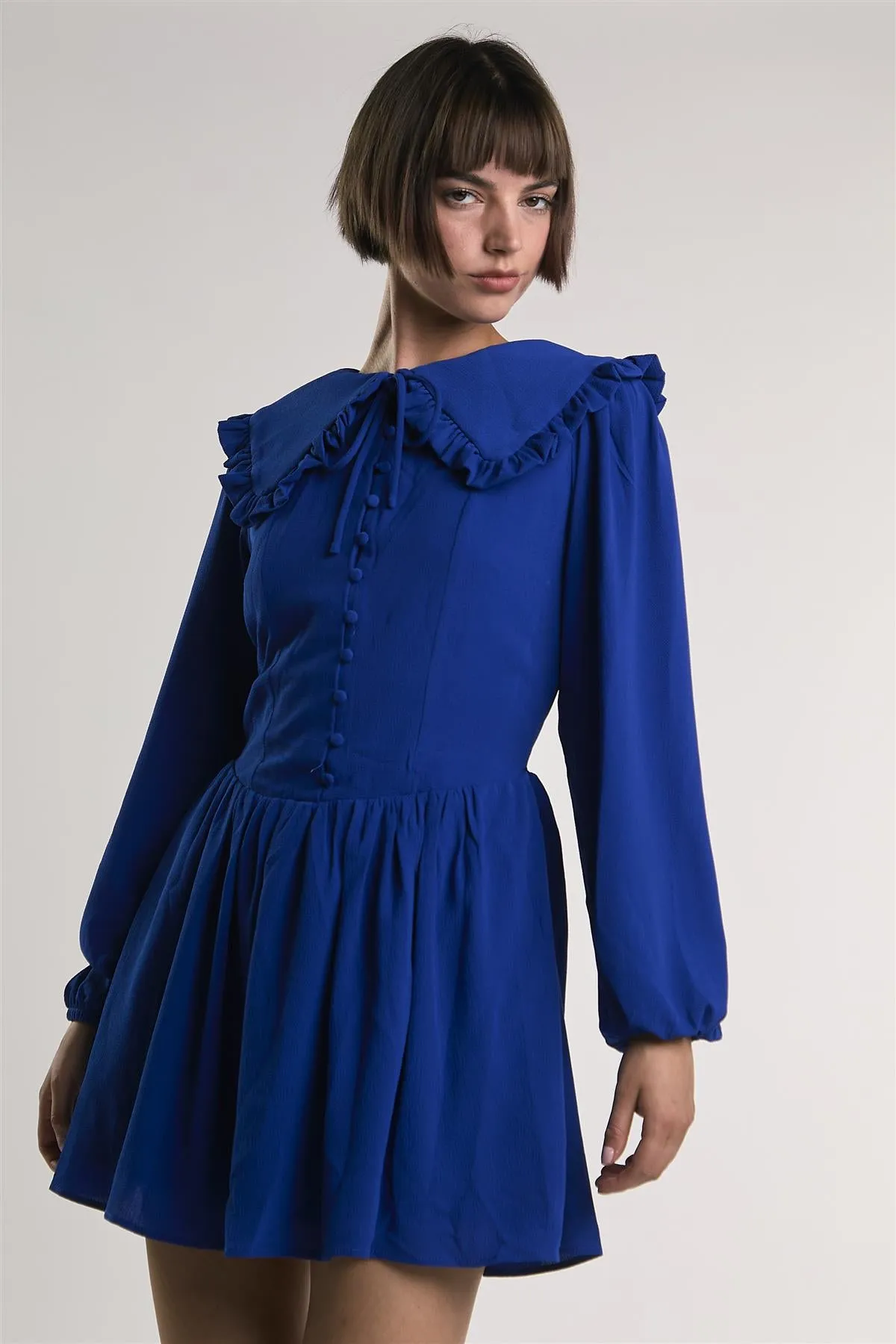 Blue Button-Down-Skater Mini-Dress sold by Glamorous product image thumbnail 3