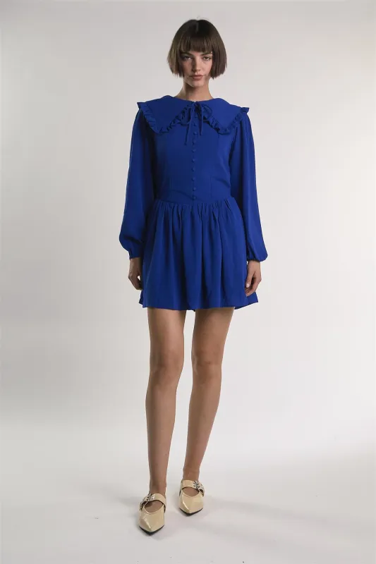 Blue Button-Down-Skater Mini-Dress sold by Glamorous