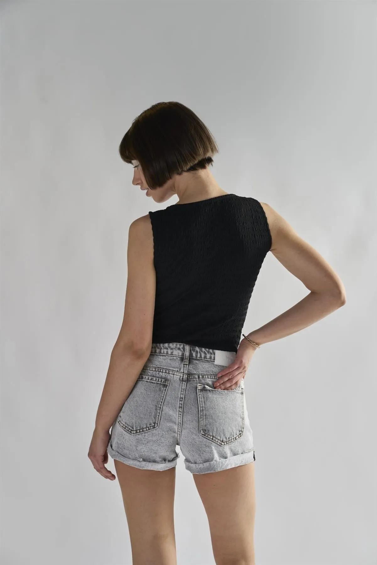 Black-Textured V Neck Ribbed Bodysuit sold by Glamorous product image thumbnail 2