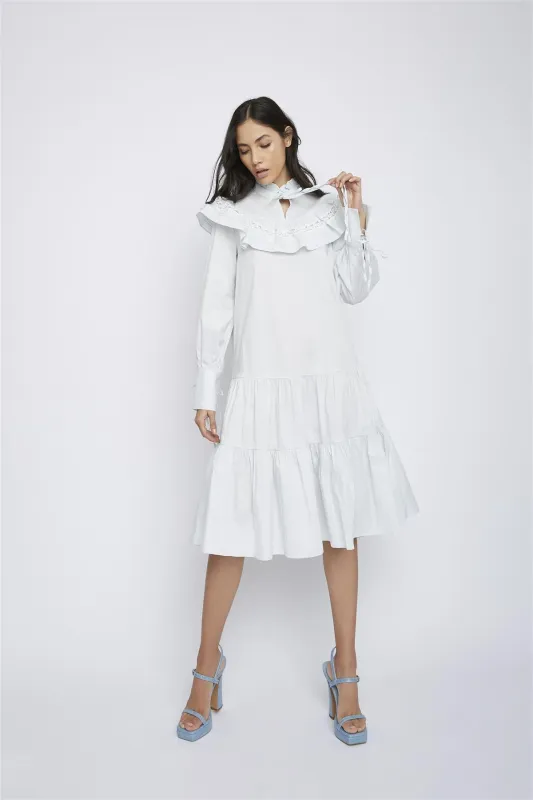 Pale-Blue Broderie-Ruffle-Detail Midi-Dresses made by Glamorous