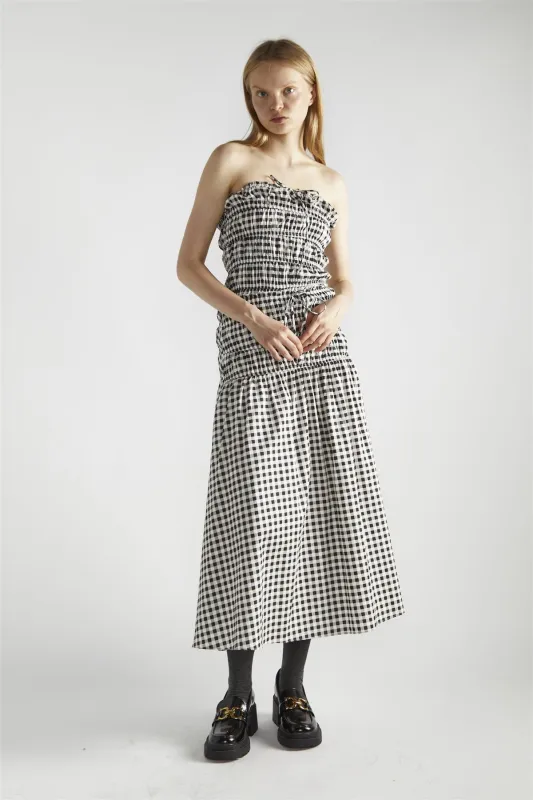 Black White Gingham-Print Bardot Crop-Top made by Glamorous