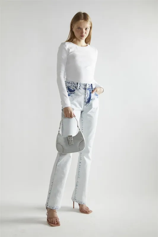 White-Rib Crew-Neck Long-Sleeve Top sold by Glamorous