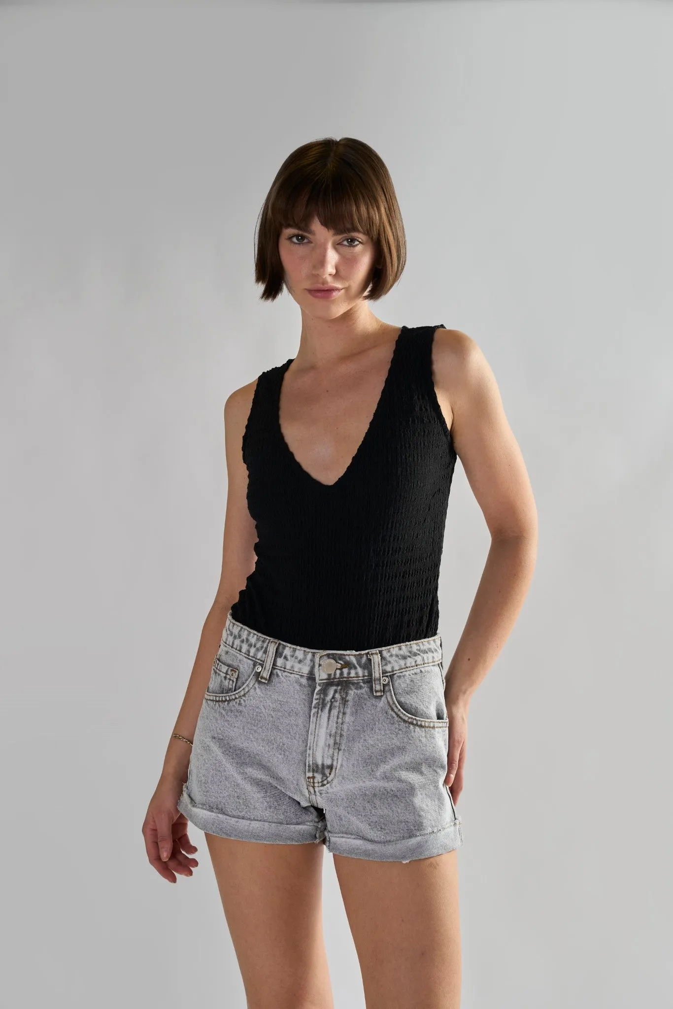 Bleach-Acid Black Denim Shorts sold by Glamorous product image thumbnail 3