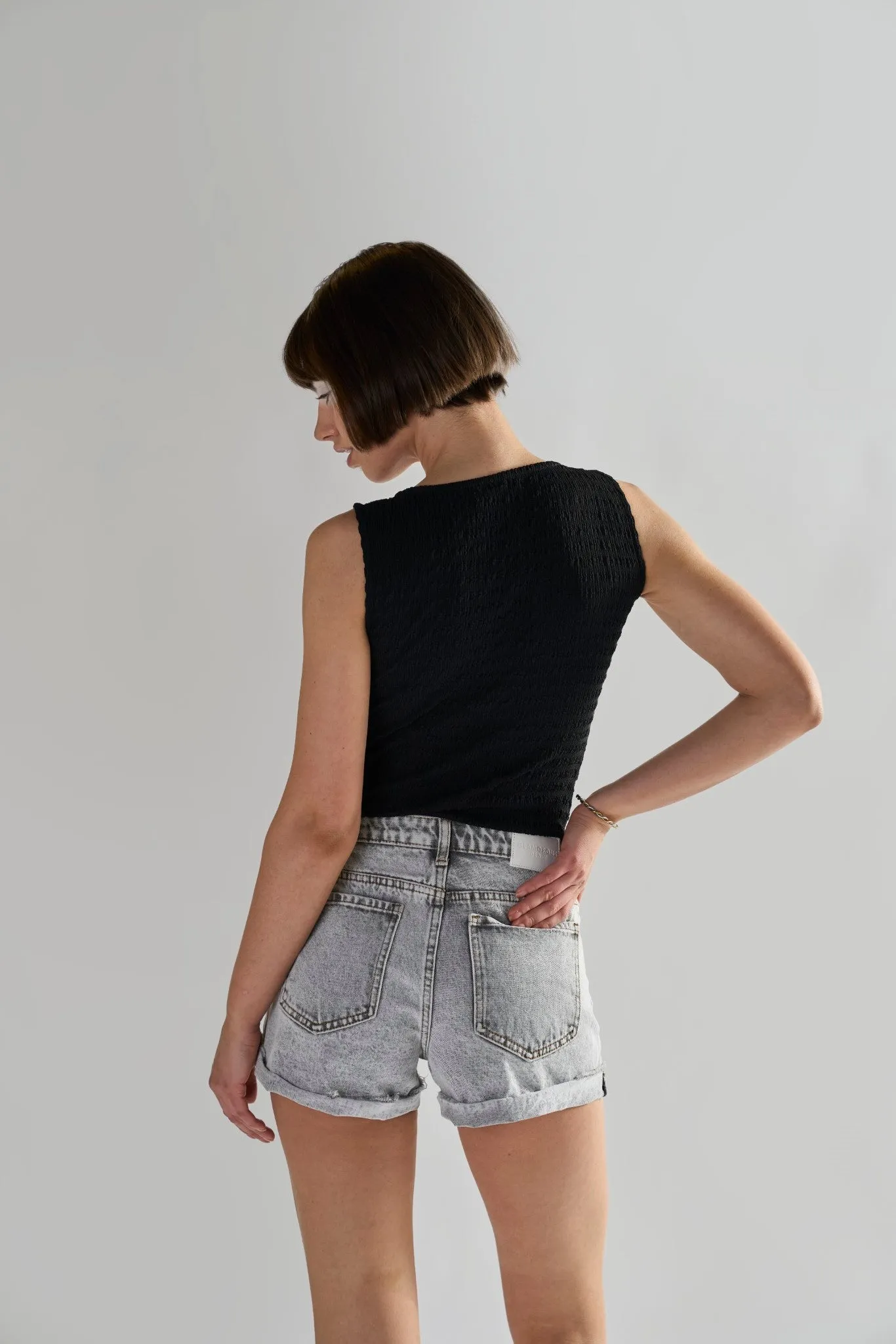 Bleach-Acid Black Denim Shorts sold by Glamorous product image thumbnail 2