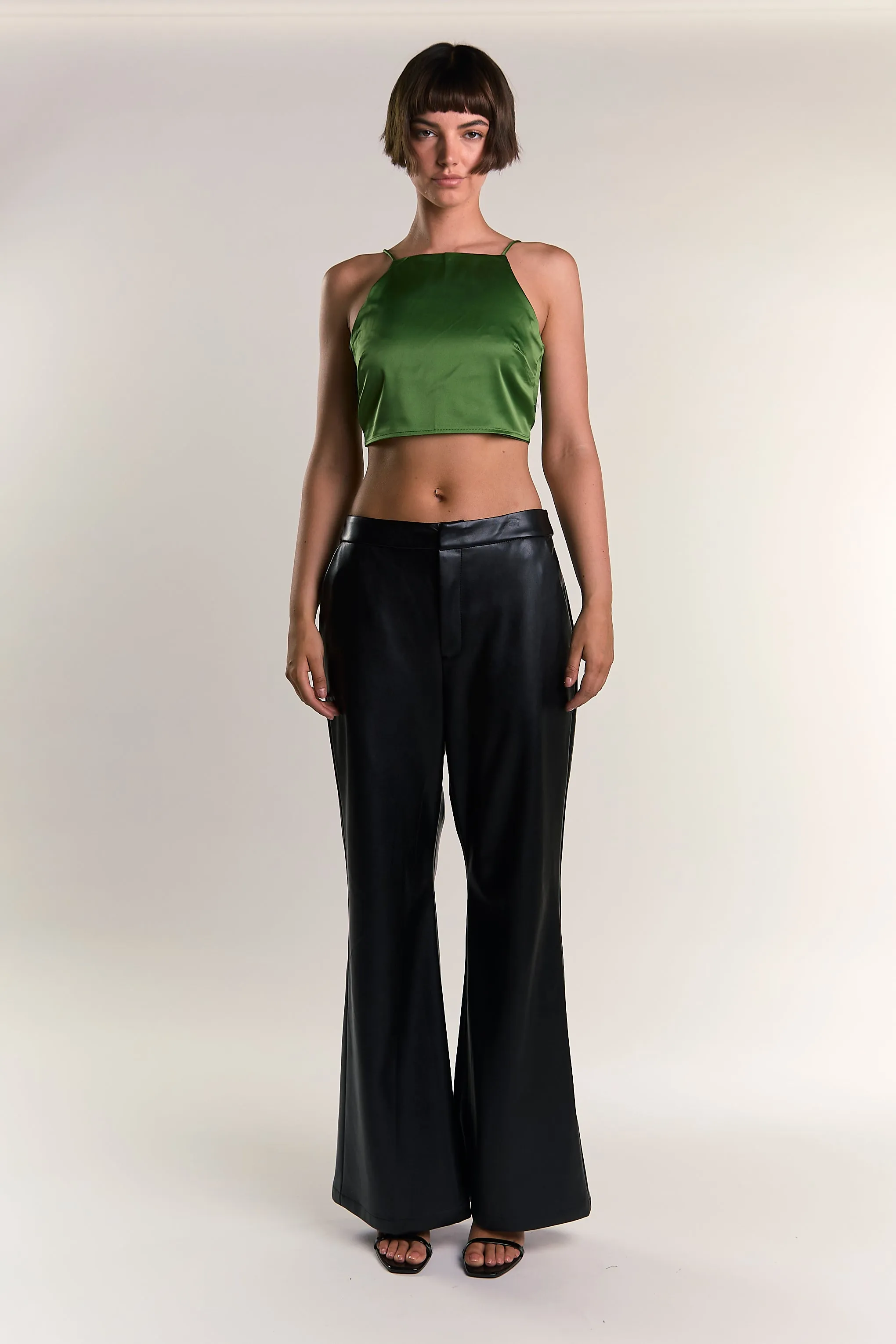 Glamorous Dark Green Satin Back Tie Crop Top sold by Glamorous product image thumbnail 5