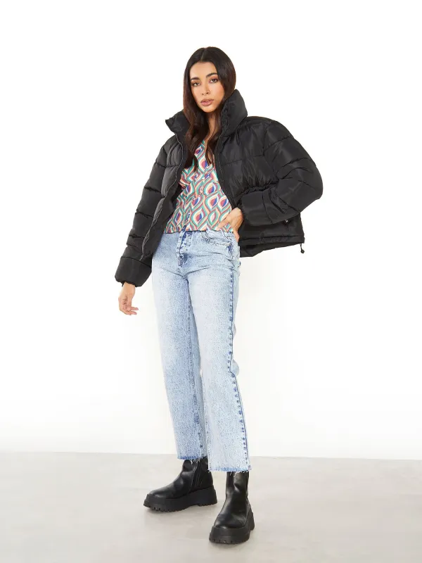 Glamorous Black Puffer Jacket made by Glamorous