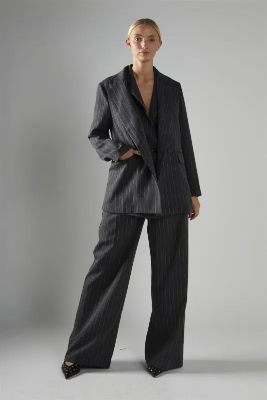 Grey Pinstripe Double Breasted Blazer sold by Glamorous