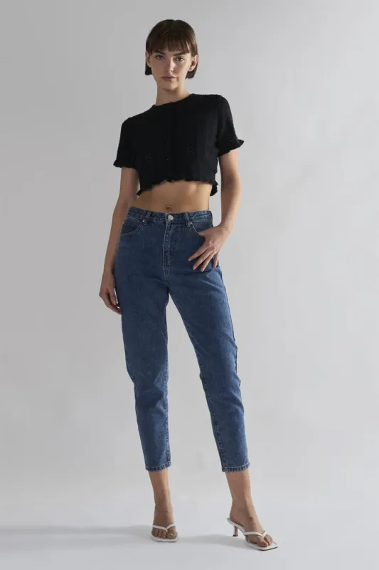 Black Ruffle Crop Tops made by Glamorous