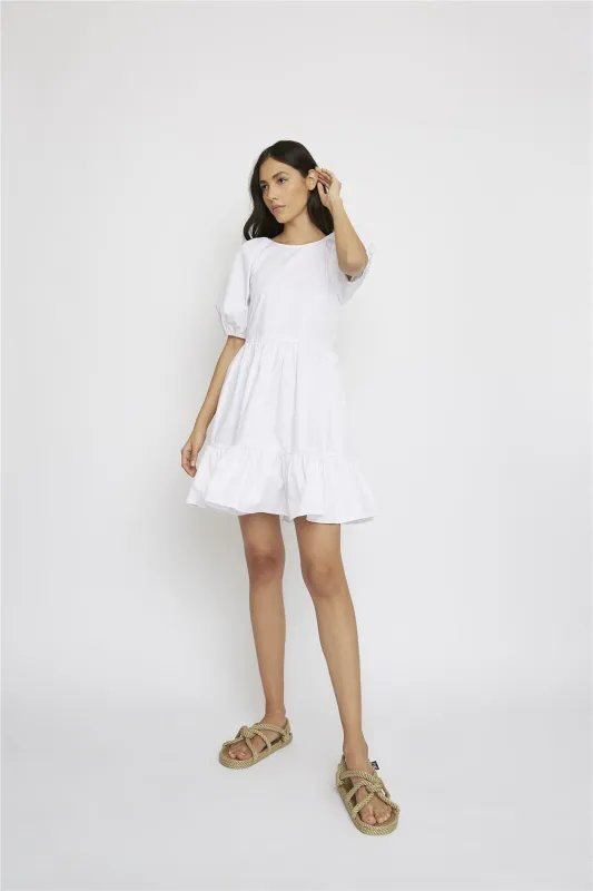 White Ruffle Hem Mini-Dress sold by Glamorous