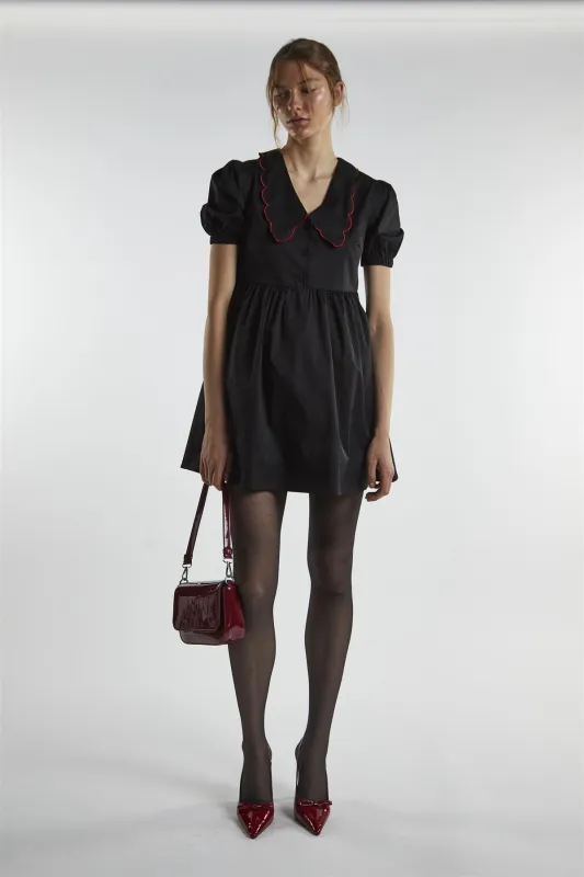 Black Scalloped-Collar Mini-Dress sold by Glamorous
