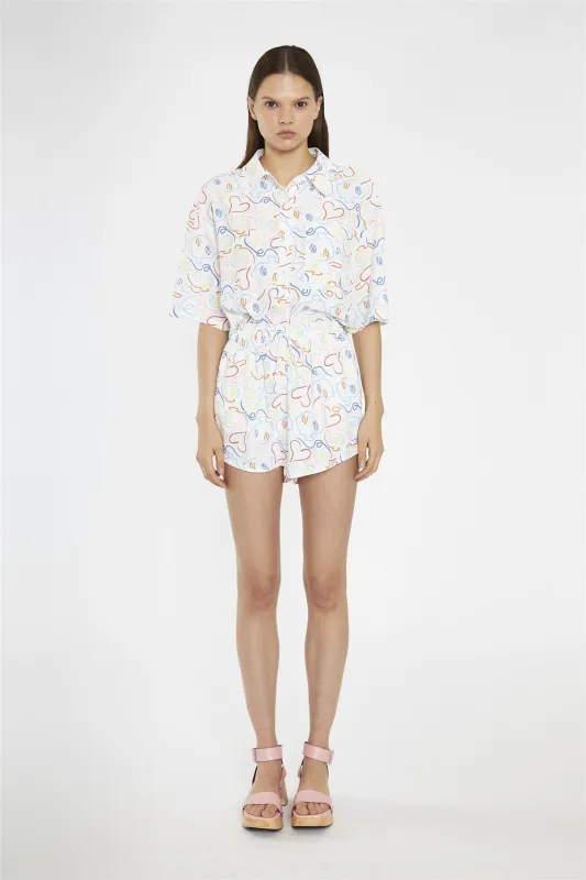 Rainbow-Face Print Oversized-Shirt sold by Glamorous