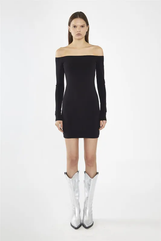 Black Bardot Mini-Dress sold by Glamorous