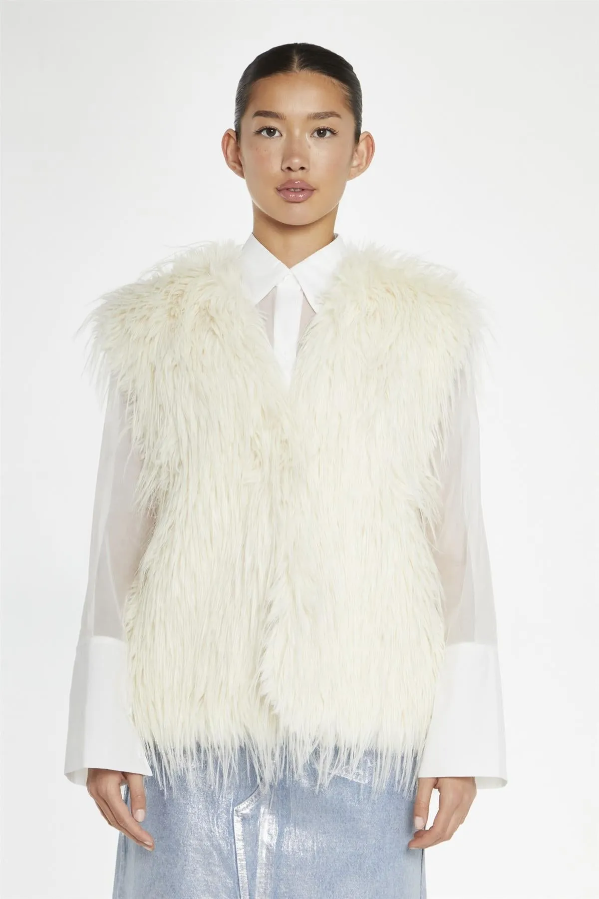 Cream Faux Fur Gilet sold by Glamorous product image thumbnail 3