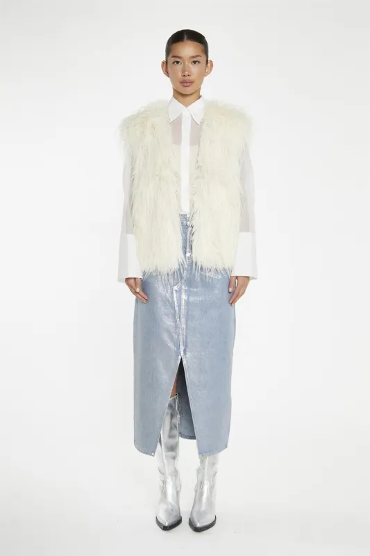 Cream Faux Fur Gilet sold by Glamorous
