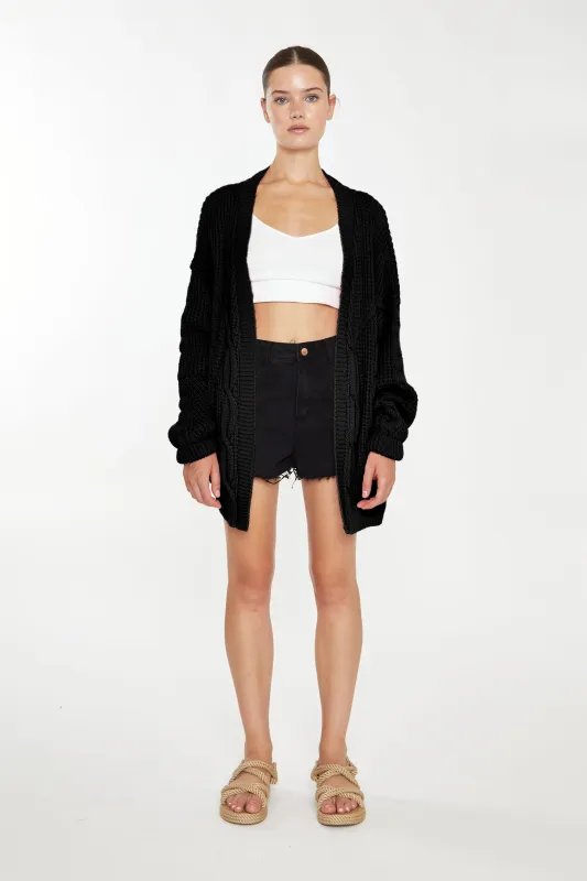 Black Cable Knit Cardigan sold by Glamorous