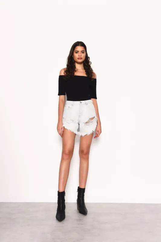 Glamorous Bleached Denim distressed Denim Shorts made by Glamorous