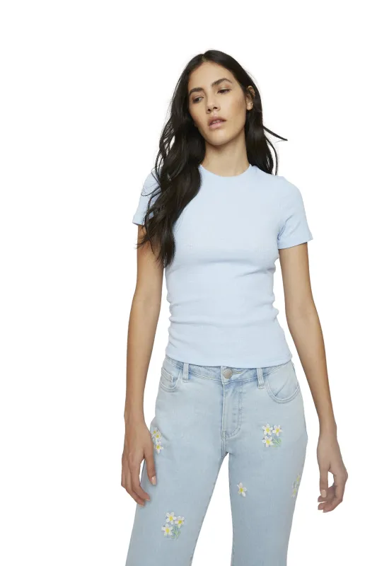 Glamorous Light Blue Short Sleeve Top sold by Glamorous