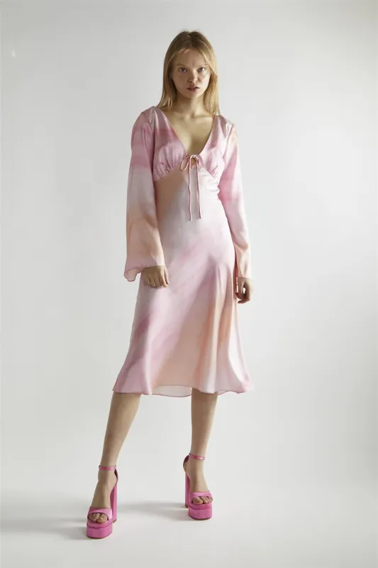 Pastel Digital Tie-dye V-Neck Midi-Dress sold by Glamorous