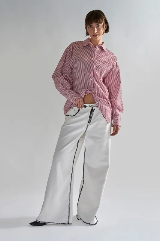 White-Black Edges Wide-Leg Jeans made by Glamorous