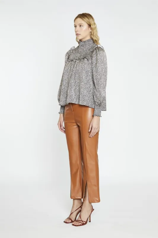 Leopard-Swirl Long-Sleeve Blouse sold by Glamorous