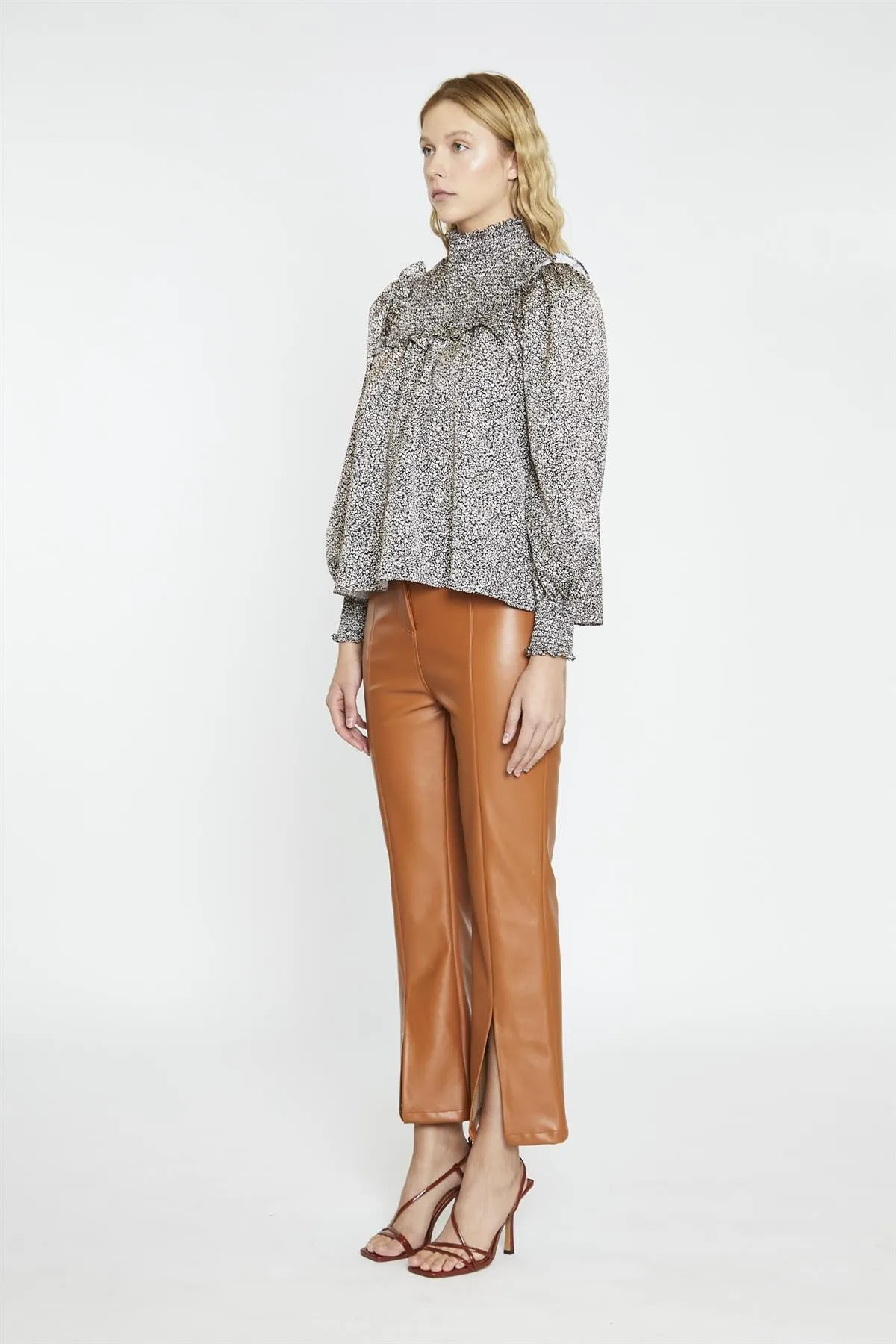 Leopard-Swirl Long-Sleeve Blouse sold by Glamorous