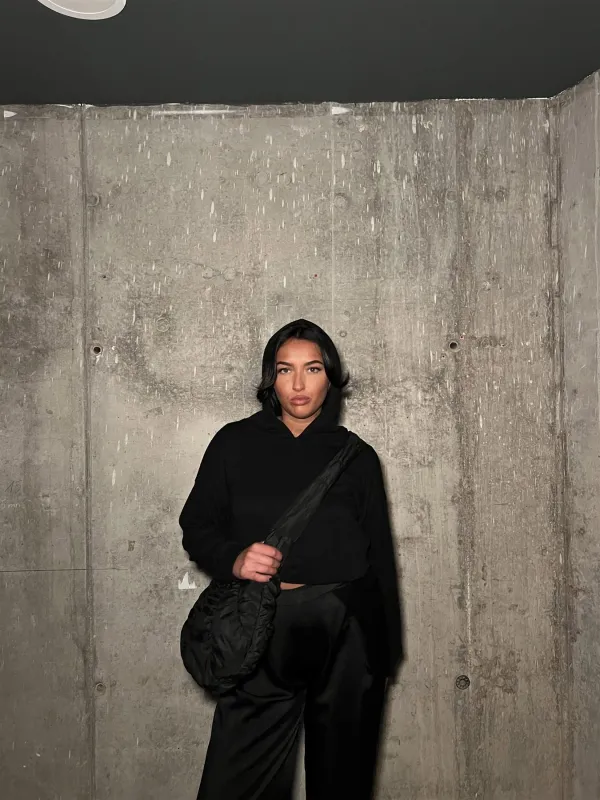 Black Hooded Crop-Top sold by Glamorous