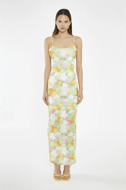 Blurred-Flower Mesh Bodycon Maxi-Dress made by Glamorous