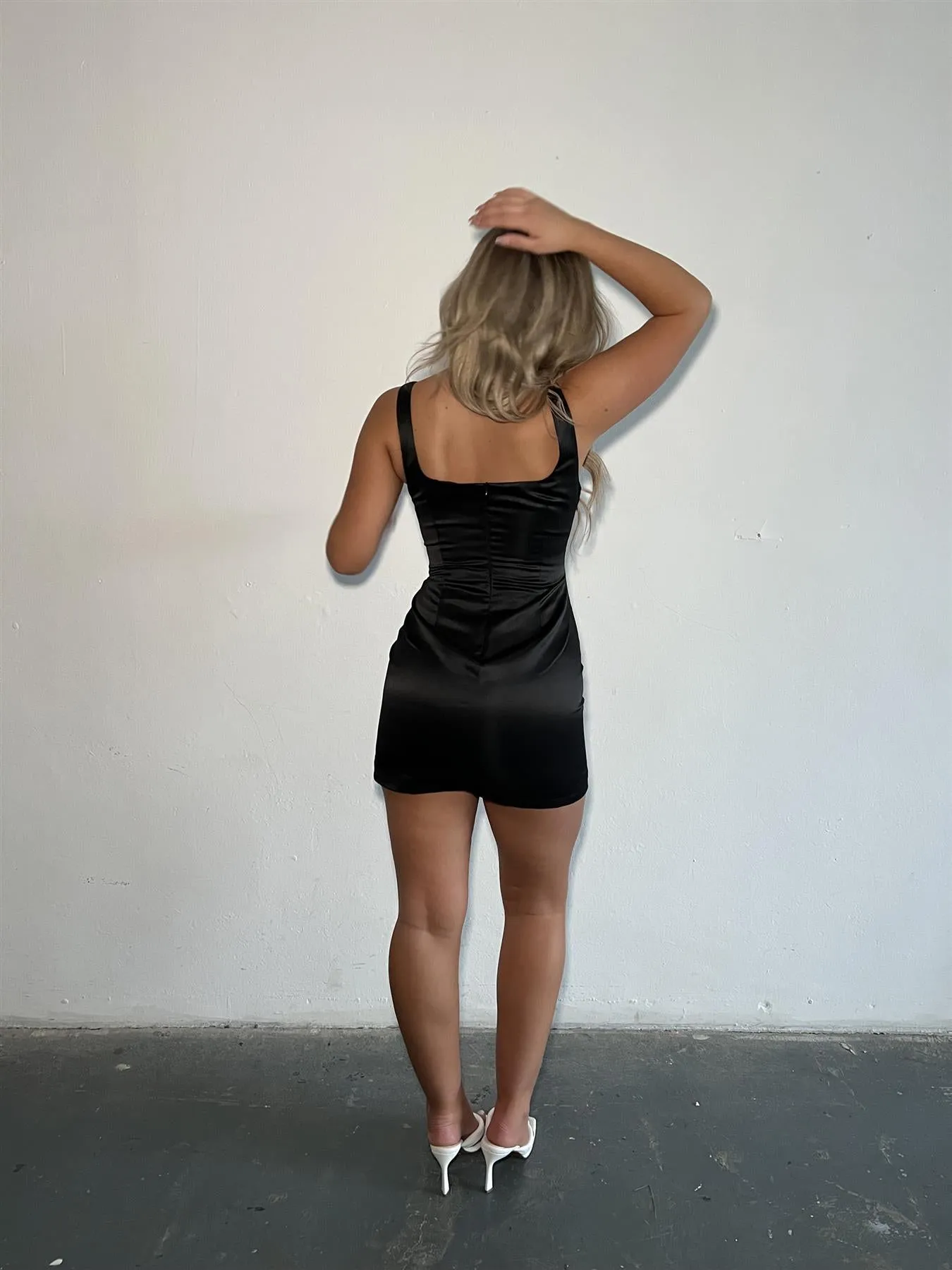 Black-Satin Diamante Bow Mini-Dress sold by Glamorous product image thumbnail 2