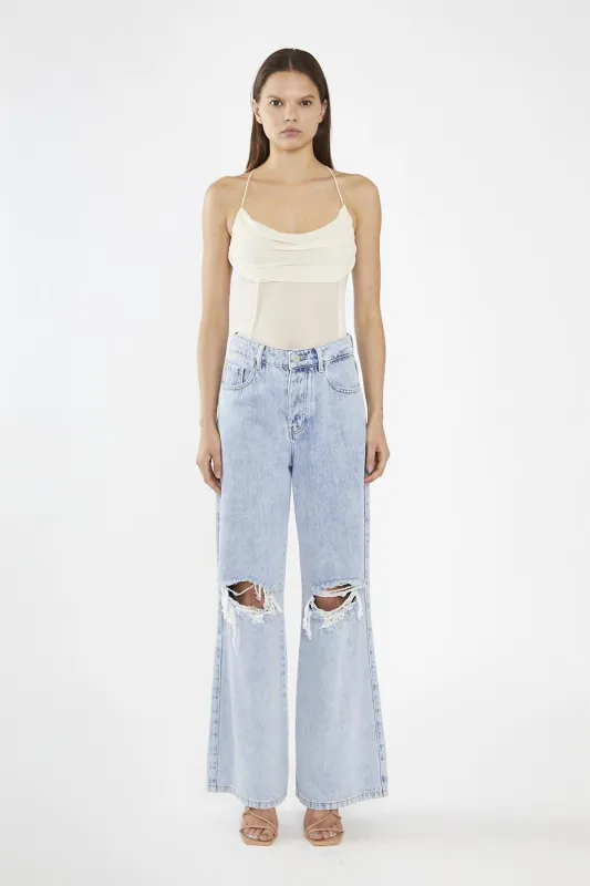 Nude-Mesh Cowl-Neck Bodysuit made by Glamorous