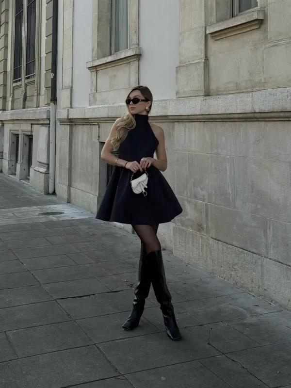 Black Harper Halterneck Mini-Dress made by Glamorous
