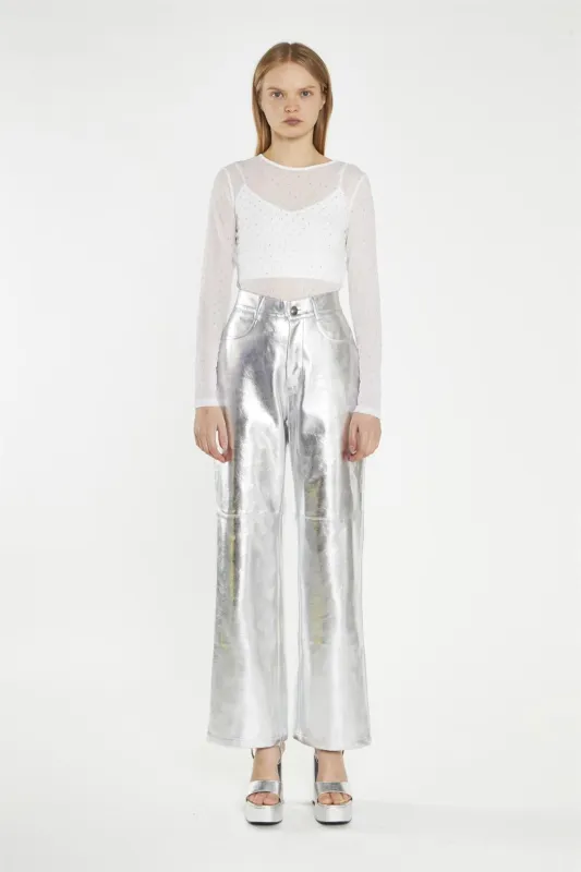 White Rhinestone-Mesh Bodysuit sold by Glamorous