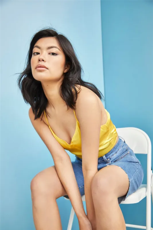 Yellow Crop Top sold by Glamorous