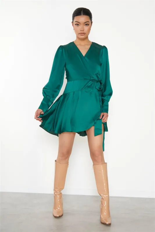 Green Wrap Mini-Dress sold by Glamorous