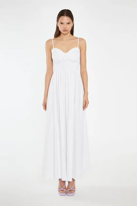 White Shirred Bodice Maxi-Dress made by Glamorous