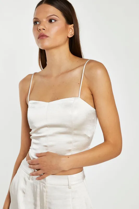 Champagne Satin Corset Top made by Glamorous